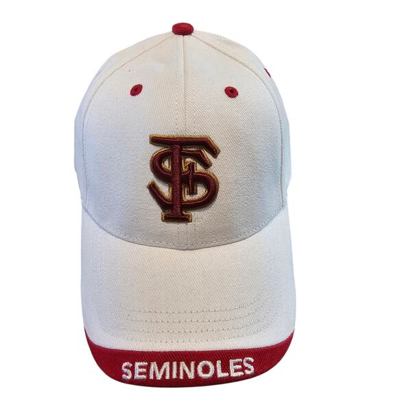 Vintage Florida State Seminoles Strapback Hat Cap White Red FSU NCAA Y2K Retro - Picture 1 of 9